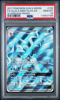 2017 POKEMON SUN & MOON GUARDIANS RISING FULL ART/ALOLAN NINETALES GX PSA 10 - Image 1