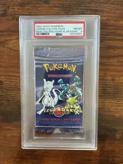 2002 Pokemon Legendary Collection Booster Pack PSA 8 (Mewtwo/Machamp/Alakazam) - Image 1