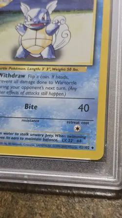 1999-2000 POKEMON GAME 42/102 WARTORTLE BASE SET PSA 10 Gem Mint POP 178 - Image 3