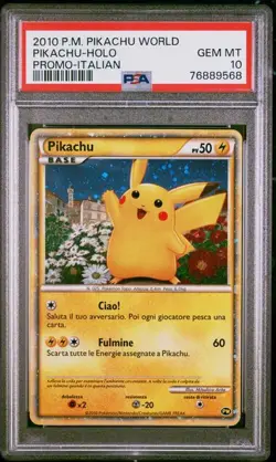 PSA 10 Pikachu Holo 2010 World Collection Promo Pokemon Italian Nintendo - Image 1
