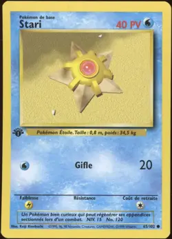 1999 Pokemon FRENCH 1st Edition Base Set Stari-Staryu 65/102 NM - Image 1