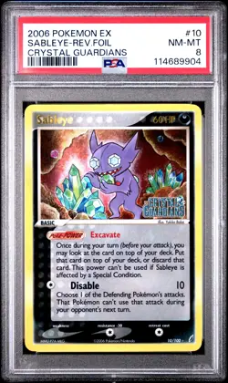 2006 POKEMON EX CRYSTAL GUARDIANS #10 SABLEYE-REVERSE FOIL PSA 8 - Image 1