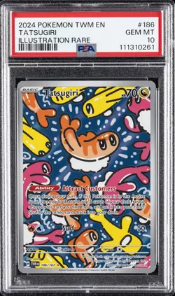 2024 POKEMON TWM EN-TWILIGHT MASQUERADE ILLUSTRATION RARE #186 TATSUGIRI PSA 10 - Image 1