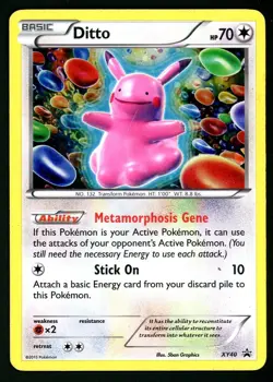 Pokemon Card Ditto Pikachu XY40 Holo Foil Black Star Promo MP - Image 1