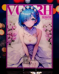 Oversized A5 Premium Waifu Card Wedding Mag Cover Rem Re: Zero Glitter Framed - Image 1