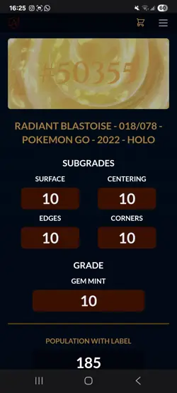 Radiant Blastoise #18 Gem Mint 10 Ace Graded Holo Pokemon Card Perfect Subgrades - Image 3