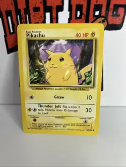 Pikachu 58/102 Unlimited Common Base Set Pokemon Card D11 - Image 1