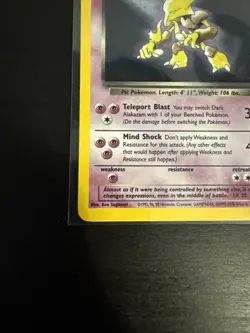 Pokemon TCG Dark Alakazam Holo Card Team Rocket Set 1999 Vintage - Image 4
