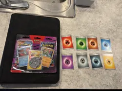 TCGuard Binder 9 Pocket Black With Pokemon Card Two Packs And Energies - Image 1