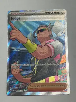 Pokemon TCG Judge Trainer Full Art Destined Rivals Ultra Rare Card 222/182 - Image 1