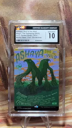 MTG Ashaya, Soul of the Wild #2014 🌈 Foil Borderless SLD Garden Buds CGC 10 - Image 1