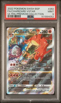 2022 POKEMON SWSH BLACK STAR PROMO #262 FULL ART/CHARIZARD VSTAR PSA 9 - Image 1