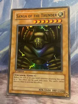 Yugioh - Sanga of the Thunder MRD-025 Super Rare 1st Edition - FOIL BLEED - NM - Image 1