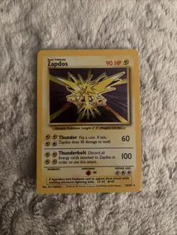Pokemon TCG Zapdos Base Set Holo Unlimited Rare Card 16/102 - Image 1