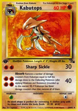1x Kabutops - 24/62 - Rare - 1st Edition NM-Mint Pokemon G1 - Fossil - 1st Editi - Image 1
