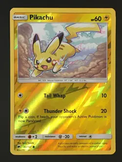 Pokemon TCG Pikachu 40/147 Reverse Holo Common SM Burning Shadows NM- - Image 1