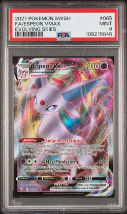 2021 POKEMON SWORD & SHIELD EVOLVING SKIES #065 FULL ART/ESPEON VMAX PSA 9 - Image 1