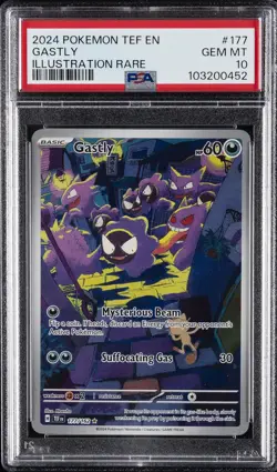 2024 POKEMON TEF EN-TEMPORAL FORCES ILLUSTRATION RARE #177 GASTLY PSA 10 - Image 1
