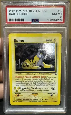 Pokemon Raikou 13/64 Neo Revelation Unlimited Holo PSA 8 NM-MT - Image 3