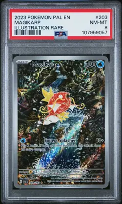 2023 POKEMON PAL EN-PALDEA EVOLVED ILLUSTRATION RARE #203 MAGIKARP PSA 8 - Image 1
