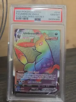 2021 Pokemon SWSH Evolving Skies #214 FA Umbreon Vmax Rainbow PSA 10 Gem Mint - Image 2
