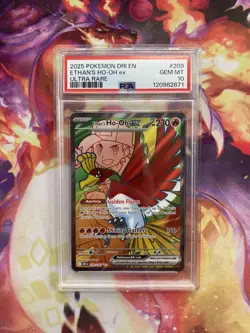 2025 POKEMON DRI EN-DESTINED RIVALS ULTRA RARE #209 ETHAN'S HO-OH EX PSA 10 - Image 1