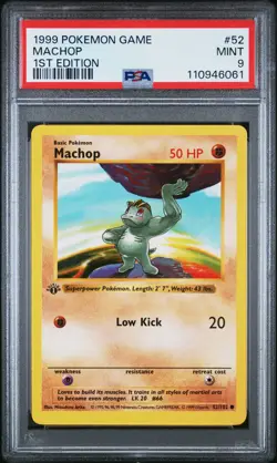 1999 POKEMON BASE SET 1ST EDITION #52 MACHOP PSA 9 - Image 1