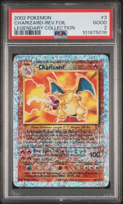 2002 POKEMON LEGENDARY COLLECTION #3 CHARIZARD-REVERSE FOIL PSA 2 - Image 1