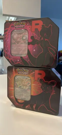 Pokemon TCG Team Rocket Destined Rivals MEWTWO AND PERSIAN Tin NEW Sealed - Image 1