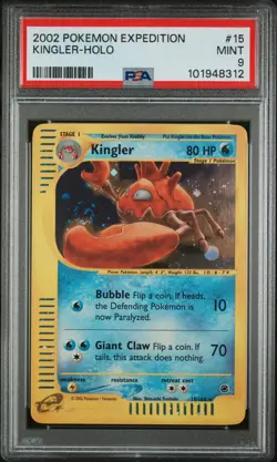 2002 POKEMON EXPEDITION #15 KINGLER-HOLO PSA 9 - Image 1