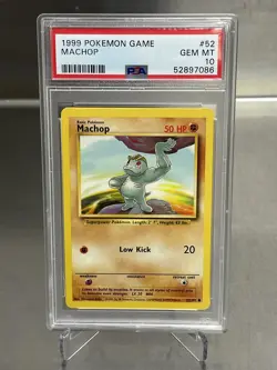 1999 POKEMON BASE SET UNLIMITED #52 MACHOP PSA 10 - Image 1