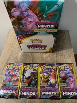 Pokemon Sun & Moon Unified Minds | 3 Card Mini Booster (4) Packs Factory Sealed - Image 1