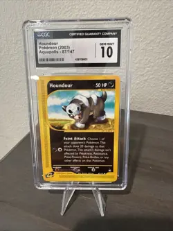 (POP 37) CGC 10 GEM MINT Pokemon Houndour Aquapolis 87/147 2003 Card - Image 1
