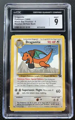 CGC 9 MINT Dragonite 1999 Black Star Promo 5 WB Movie Promo Pokemon Card - Image 1