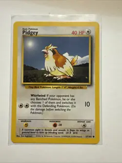 Pidgey - 57/102 - Base Set Common Unlimited Pokemon Card - Image 1