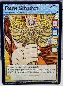 Neopets Sparkle Holographic TCG Card Faerie Slingshot 5/234 Rare & HTF - Image 1