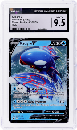 2023 Pokemon Sword and Shield Crown Zenith Kyogre V #37 CGC 9.5 - Image 1