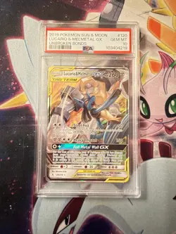 2019 Pokemon S & M Unbroken Bonds #120 Lucario & Melmetal Gx PSA 10 GEM MINT - Image 1