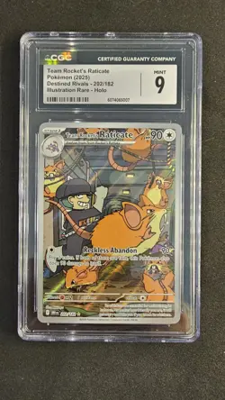 CGC 9 - Team Rocket's Raticate 202/182 Illustration Rare Pokemon Destined Rivals - Image 1