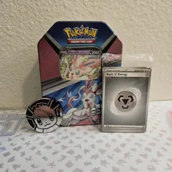 Pokemon TCG: V Heroes Tin Sylveon + Promo Card + Coin ***EMPTY TIN*** - Image 1
