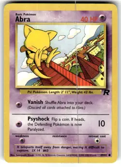 Abra 49/82 Vintage Pokemon Card Team Rocket Set WOTC TCG |Unlimited - Image 1