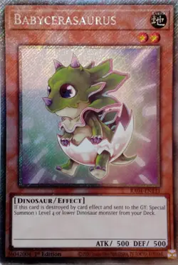 RA04-EN131 BABYCERASAURUS PLATINUM SECRET RARE 1ST EDITION YuGiOh CARD - Image 1