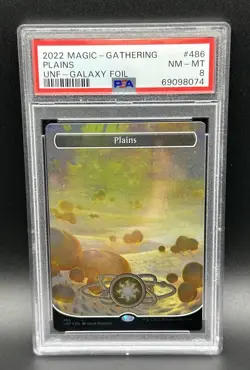 2022 Magic The Gathering Plains Unfinity Galaxy FOIL Full Art Borderless PSA 8 - Image 1