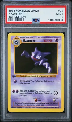 1999 POKEMON BASE SET 1ST EDITION #29 HAUNTER PSA 9 - Image 1
