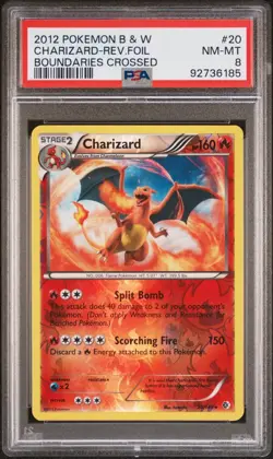 PSA 8 Charizard Reverse Holo #20. Pokemon B&W 2012 Boundaries Crossed. POP 101 - Image 1