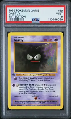 1999 POKEMON BASE SET 1ST EDITION #50 GASTLY PSA 9 - Image 1