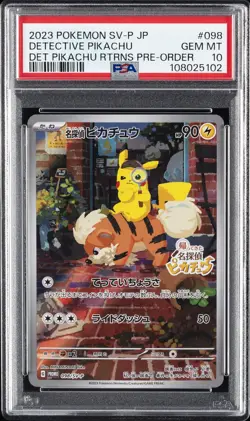 2023 POKEMON JAPANESE SV-P PROMO #098 DETECTIVE PIKACHU PSA 10 - Image 1