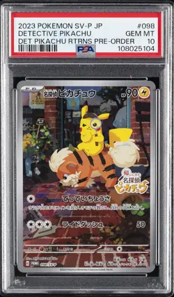 2023 POKEMON JAPANESE SV-P PROMO #098 DETECTIVE PIKACHU PSA 10 - Image 1