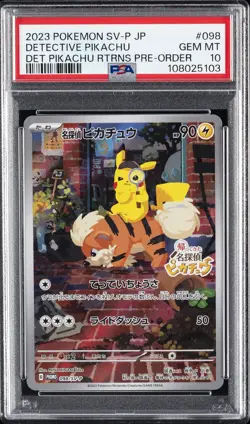 2023 POKEMON JAPANESE SV-P PROMO #098 DETECTIVE PIKACHU PSA 10 - Image 1