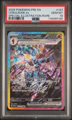 2025 POKEMON PRE EN-PRISMATIC EVOLUTIONS #147 CERULEDGE EX PSA 10 - Image 1